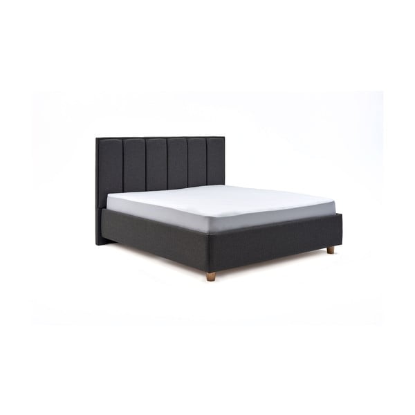 Тъмно сиво двойно легло с решетка и място за съхранение Wega, 160 x 200 cm - ProSpánek