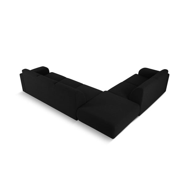 Черен ъглов диван от плат букле (ляв ъгъл) Molino - Micadoni Home-image-3