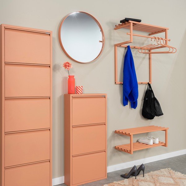 Метална стенна закачалка в цвят сьомга с рафт 76 cm Rizzoli – Spinder Design-image-1