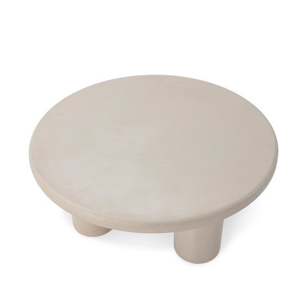 Кремава кръгла масичка за кафе от декор от камък ø 80 cm Iriel – MOME-image-3