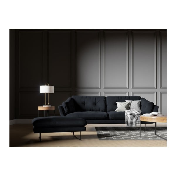 Тъмносин пуф с кадифена покривка Gravity - Windsor & Co Sofas-image-3