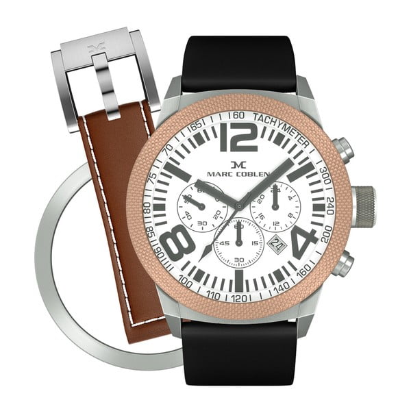 Dámské hodinky Marc Coblen s páskem a kroužkem navíc P70