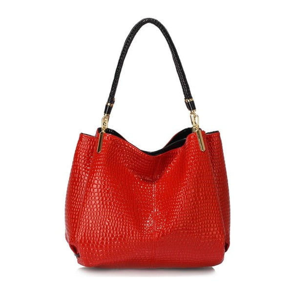 Červená kabelka z eko kůže L&S Bags Snake Effect