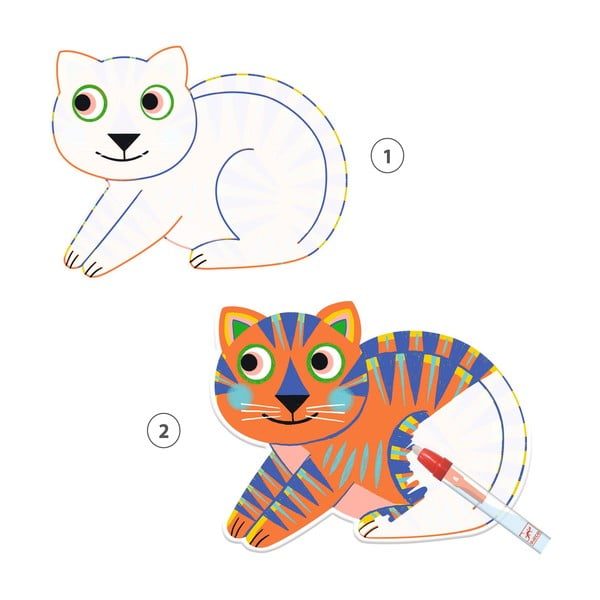 Книжка за оцветяване с водни боички Големи животни - Djeco-image-2