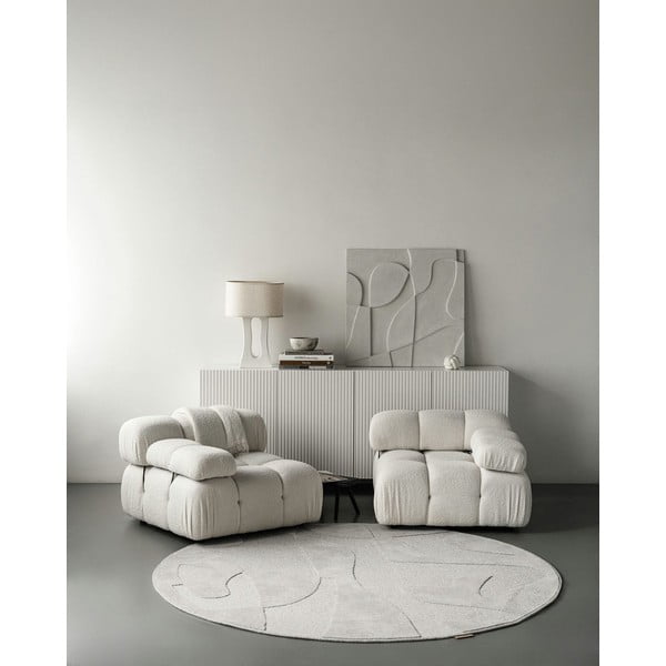 Светлосив вълнен кръгъл килим ø 120 cm Morphic Botanica – Agnella-image-1