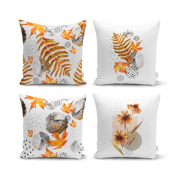 Комплект от 4 декоративни калъфки за възглавници Gold Leaves, 45 x 45 cm - Minimalist Cushion Covers