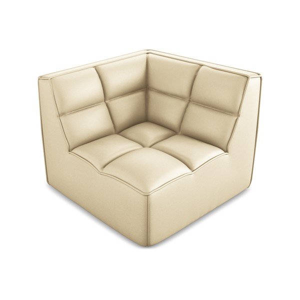 Кремав модул за диван от изкуствена кожа Kalai – Makamii-image-1