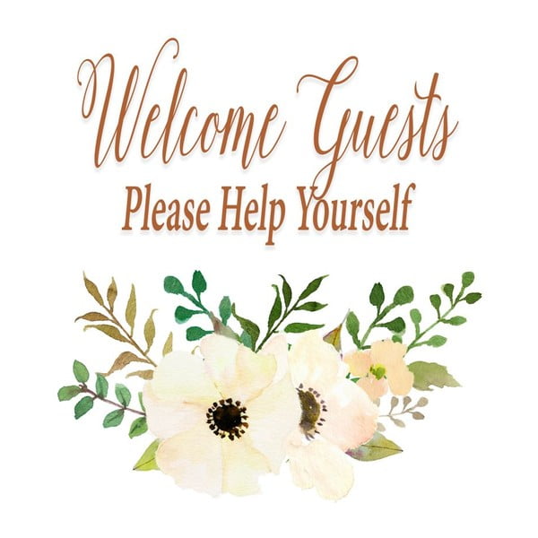 Plakát v dřevěném rámu Welcome guest, 38x28 cm