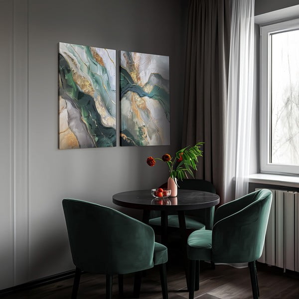 Картини с ръчно рисувани елементи в комплект от 2 бр. 50x70 cm Aventurine – Styler-image-2