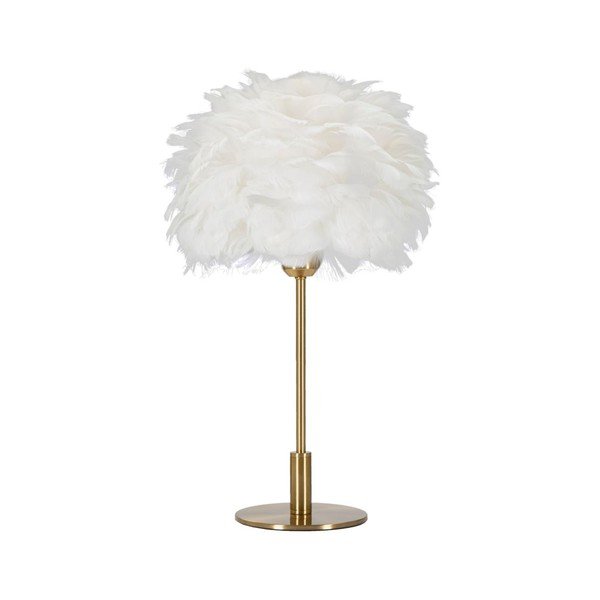 Бяла/златистa настолна лампа (височина 50 cm) Ball Feather – Mauro Ferretti