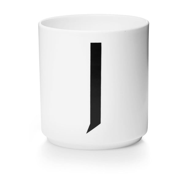 Бяла порцеланова чаша Personal J A-Z - Design Letters
