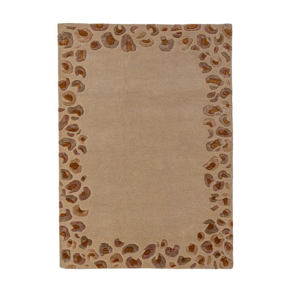 Ръчно изработен килим със смес от вълна в естествен цвят 160x230 cm Leopard Frame – Flair Rugs