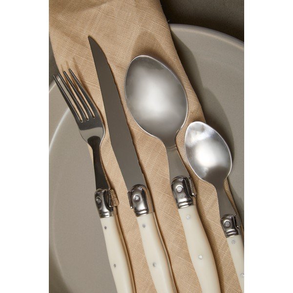 Кремави и сребристи прибори за хранене 16 бр. от неръждаема стомана Swiss – Premier Housewares-image-1