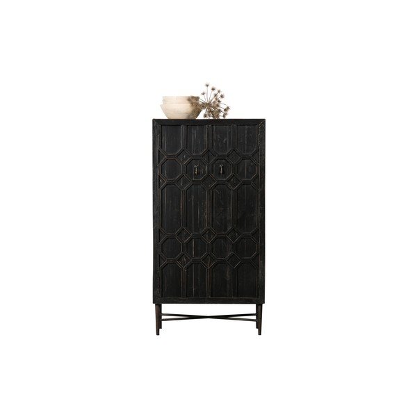 Черно шкафче от рециклирано дърво 75x143x40 cm Bequest – WOOOD-image-3