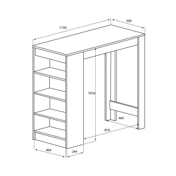Bílý barový stůl s hnědou deskou TemaHome Aravis-image-1