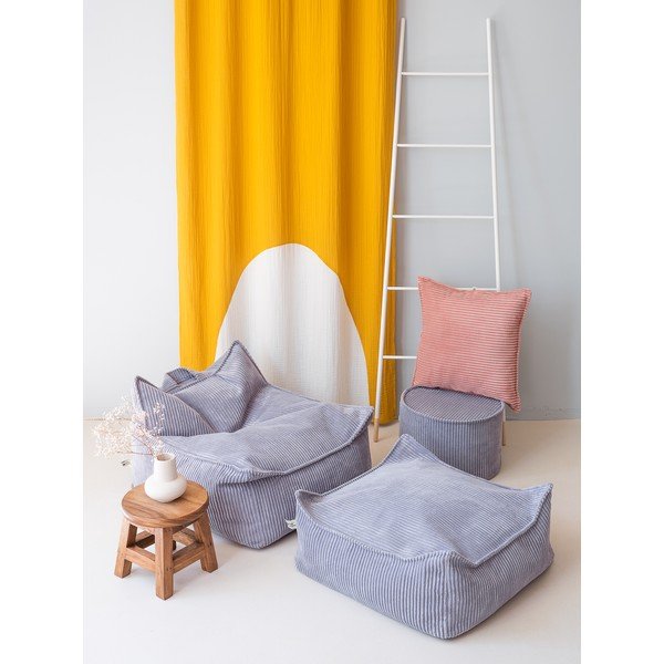 Син детски пуф от рипсено кадифе Square – Wigiwama-image-2