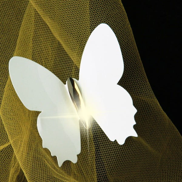 Комплект от 12 бели 3D стикера Диамантени пеперуди - Ambiance-image-2