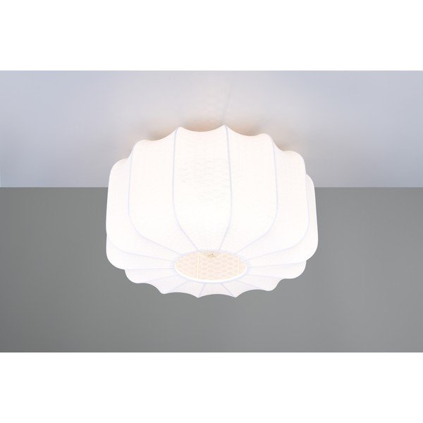 Бяло метално осветително тяло за таван с текстилен абажур ø 40 cm Madleine – Reality-image-2