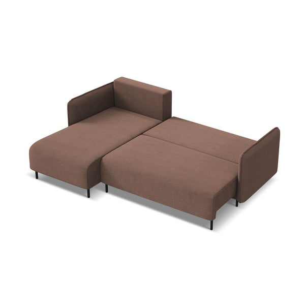 Розов разтегателен ъглов диван с място за съхранение (ляв ъгъл) Luana – Makamii-image-3