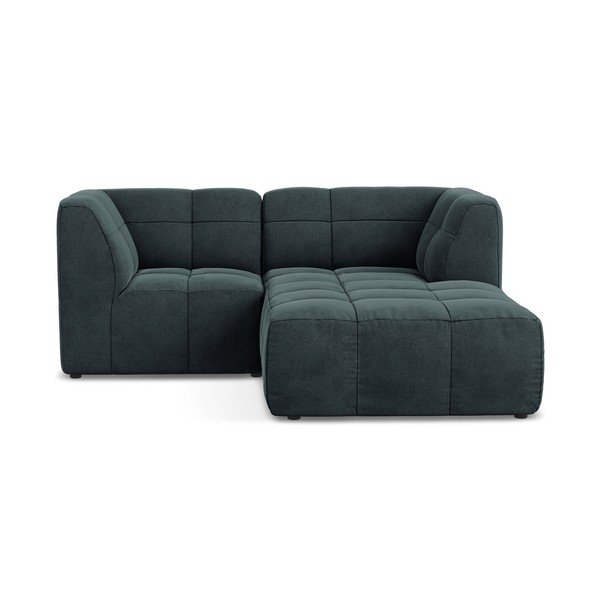 Син кадифен ъглов диван (десен ъгъл) Aloha – Makamii