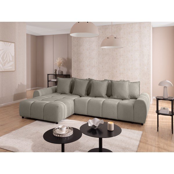 Кафяво-сив ъглов диван (ляв ъгъл) Albane  – Ropez-image-1