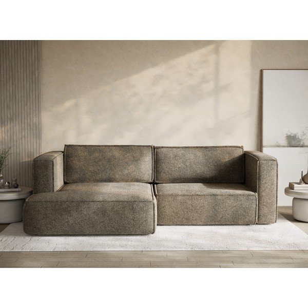 Кафяв шенилов сгъваем/с място за съхранение ъглов диван (ляв ъгъл) Velto – Maison de Rêve-image-1