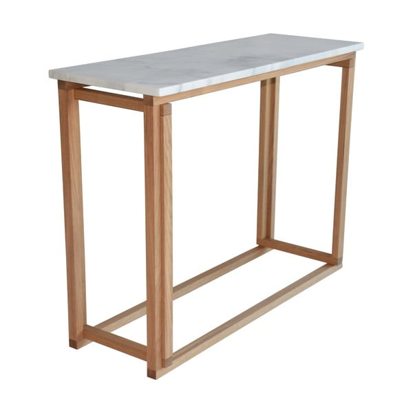 Bílý mramorový konferenční konferenční stolek s podnožím z dubového dřeva RGE Accent, šířka 100 cm