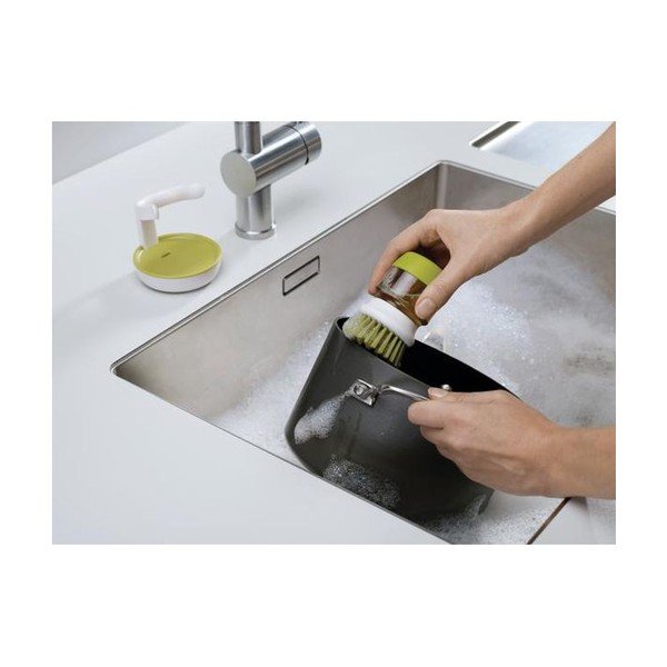 Зелена палмова четка за почистване с дозатор и стойка - Joseph Joseph-image-2