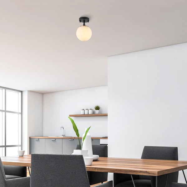 Черно-бял осветително тяло за таван със стъклен абажур ø 15 cm Atmaca – Opviq lights-image-1