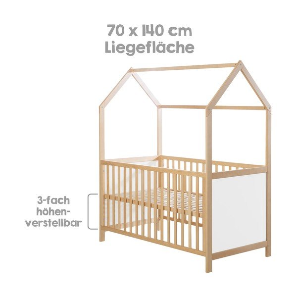 Детско легло в бял и естествен цвят 70x140 cm - Roba-image-3