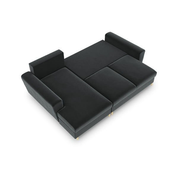 Тъмносив кадифен разтегателен ъглов диван с място за съхранение (ляв ъгъл) Kyoto – Cosmopolitan Design-image-2