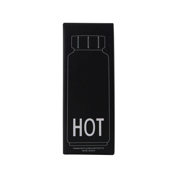Черна термобутилка , 500 ml Hot - Design Letters-image-2
