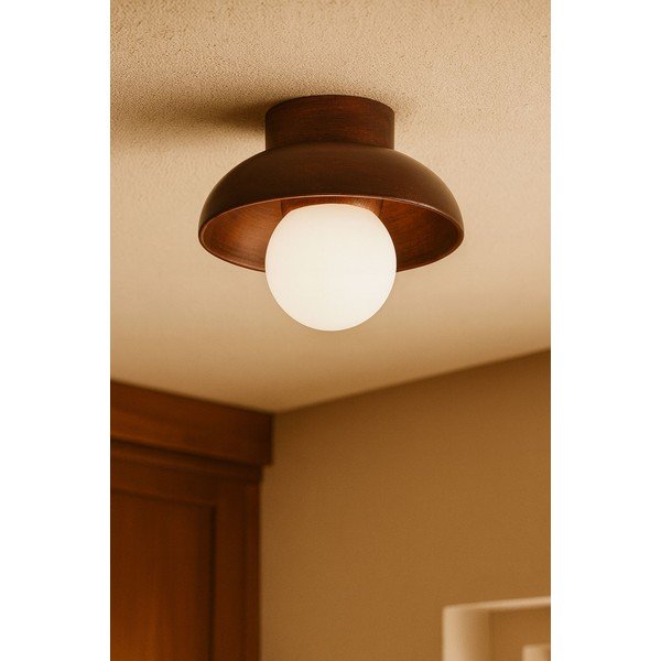 Кафяво осветително тяло за таван със стъклен абажур ø 24 cm Elsa – Opviq lights-image-2