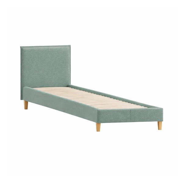 Зелено единично тапицирано легло с включена подматрачна рамка 90x200 cm Tina – Ropez