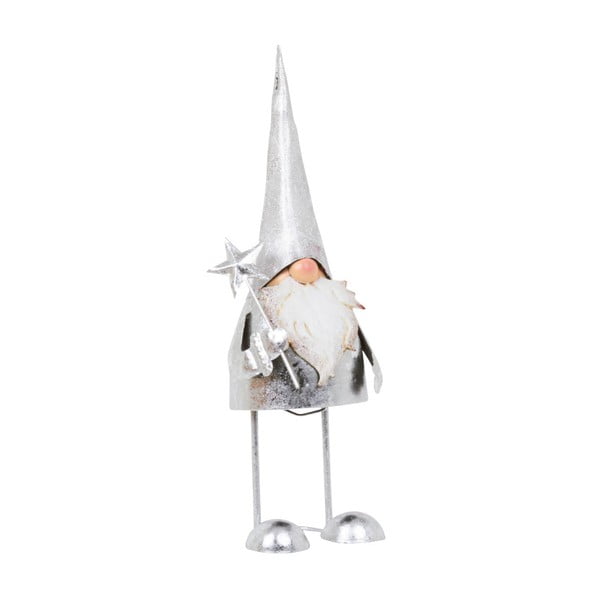 Dekorace Archipelago Silver Bouncing Long Hat Santa, 33 cm