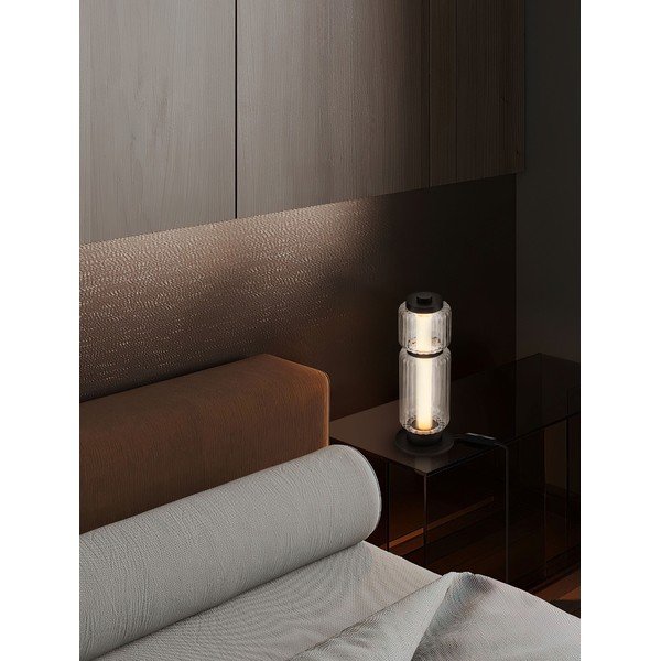 Матово черно стъклена LED настолна лампа (височина 39 cm) Liesa – Nova Luce-image-1