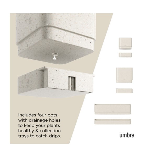 Пластмасови стенни/висящи кашпи в комплект от4 бр. за билки Cubiko – Umbra-image-3