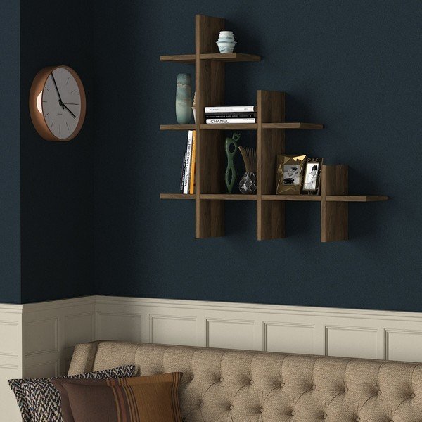 Стенен рафт от орехово дърво Juke - Tera Home-image-4