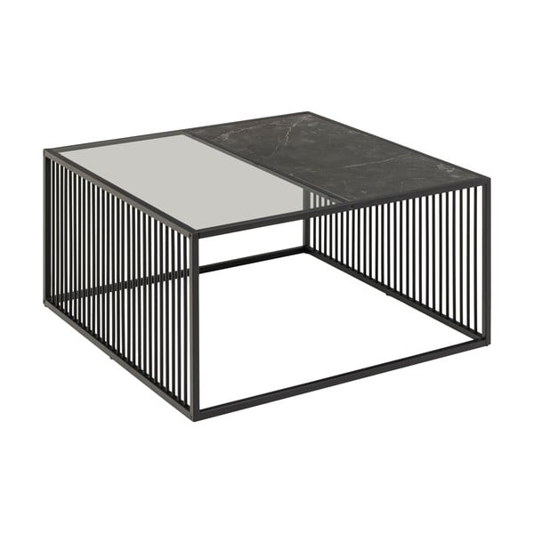 Черна масичка за кафе със стъклен плот 80x80 cm Strington - Actona-image-4