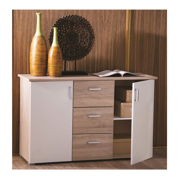 Dvoudveřová komoda se 3 zásuvkami v dekoru dřeva 13Casa Function-image-3