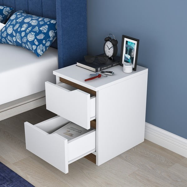 Бяло нощно шкафче Erica - Kalune Design-image-4