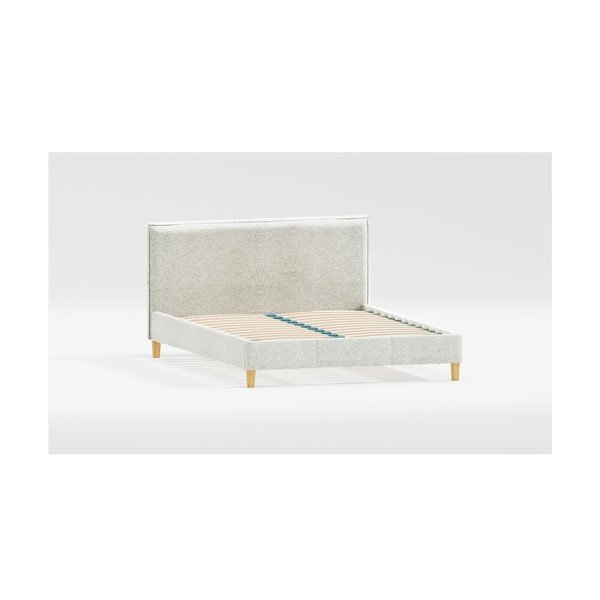 Бежово двойно легло 180x200 cm тапицирано с включена подматрачна рамка Tina – Ropez-image-1