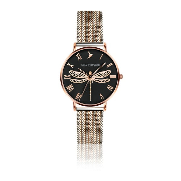 Dámské hodinky s páskem z nerezové oceli v růžovozlaté barvě Emily Westwood Miraga
