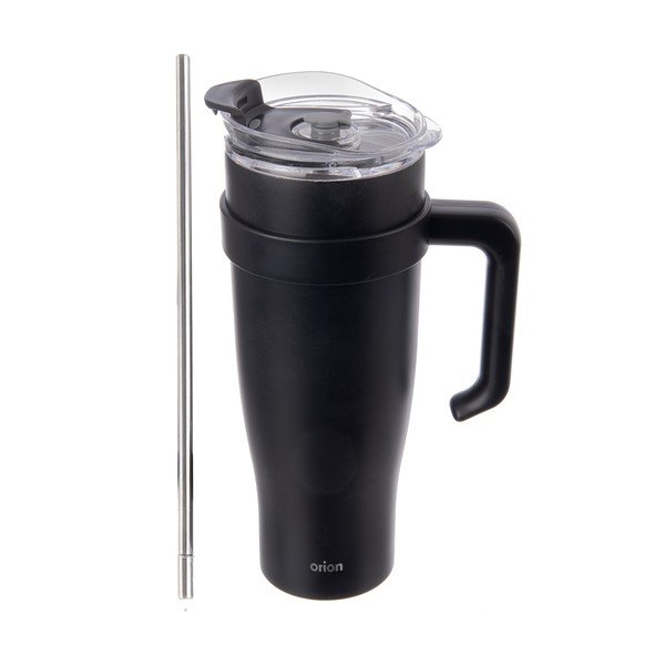 Черна термочаша със сламка 1,2 l Termo – Orion-image-3