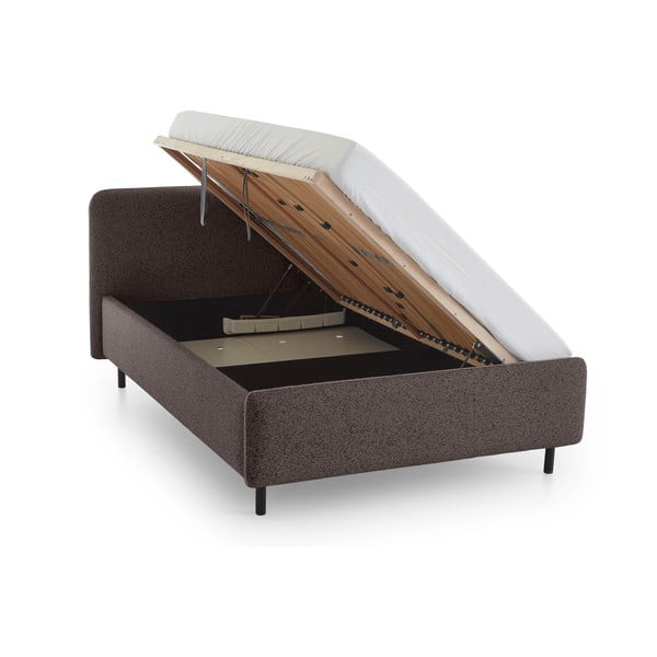 Антрацитно двойно легло 140x200 cm тапицирано с място за съхранение с включена подматрачна рамка Primo – Meise Möbel-image-3