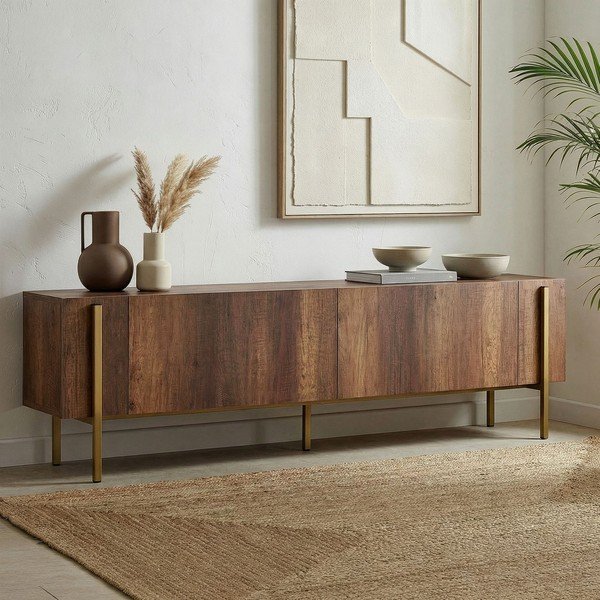 Маса за телевизор от декор от орех в тъмно естествен цвят 180x45x30 cm Nexus – Kalune Design-image-2