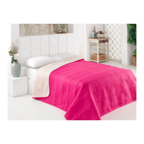 Розово-бяла двустранна покривка за легло от микрофибър, 160 x 220 cm - Kate Louise