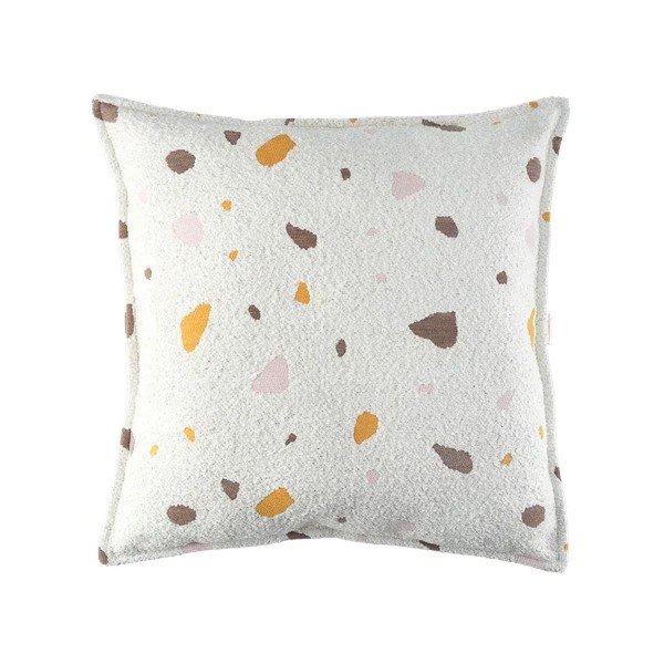 Кремава детска възглавница за диван от букле и шенила Terrazzo Block – Wigiwama