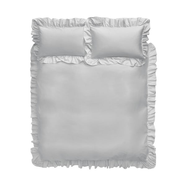 Сиво памучно спално бельо Frill, 135 x 200 cm - Bianca