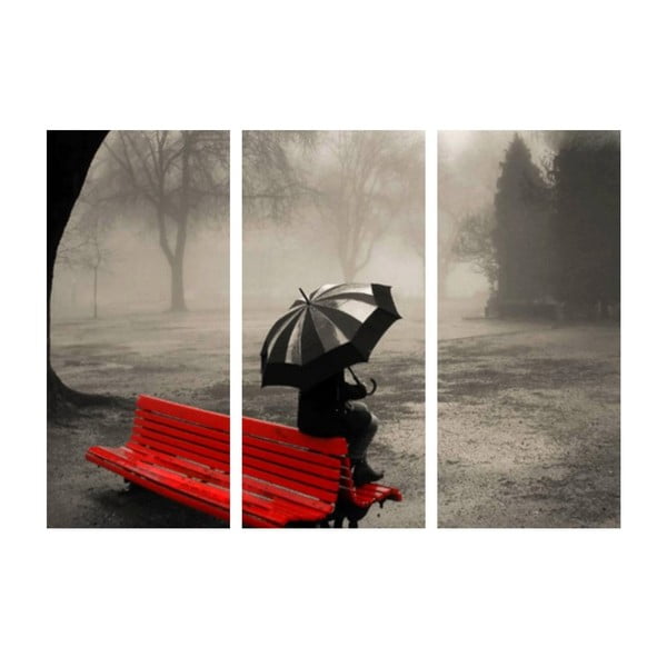 3dílný obraz Samota v dešti